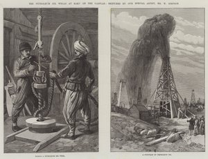 カスピ海のバクーの石油井戸 作： William Crimea Simpson